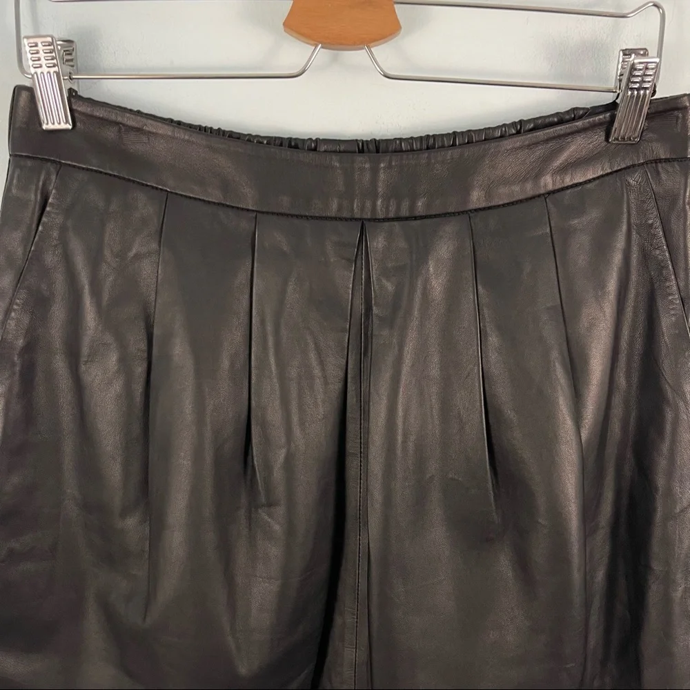 Eileen Fisher The Fisher Project 100% Lamb Leather Pleated Skirt - Picture 4 of 9